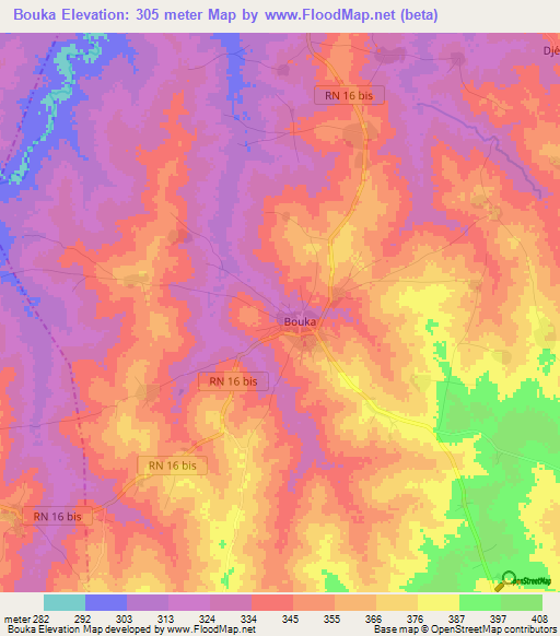 Bouka,Benin Elevation Map