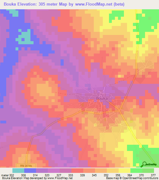 Bouka,Benin Elevation Map