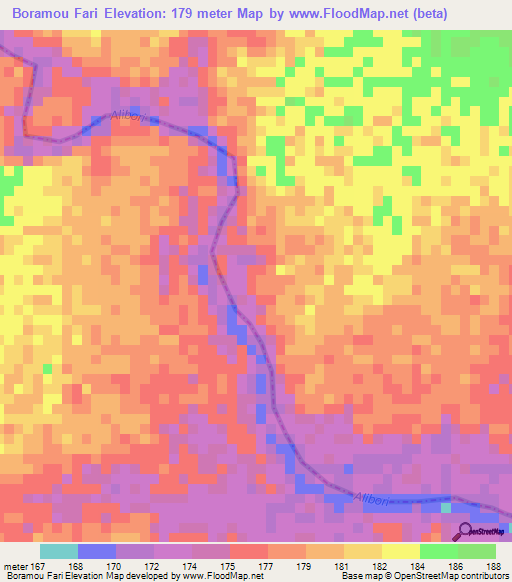 Boramou Fari,Benin Elevation Map