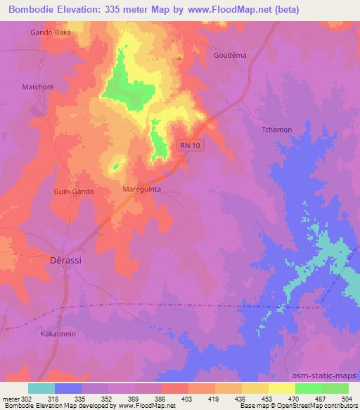 Bombodie,Benin Elevation Map