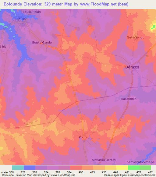 Bolounde,Benin Elevation Map