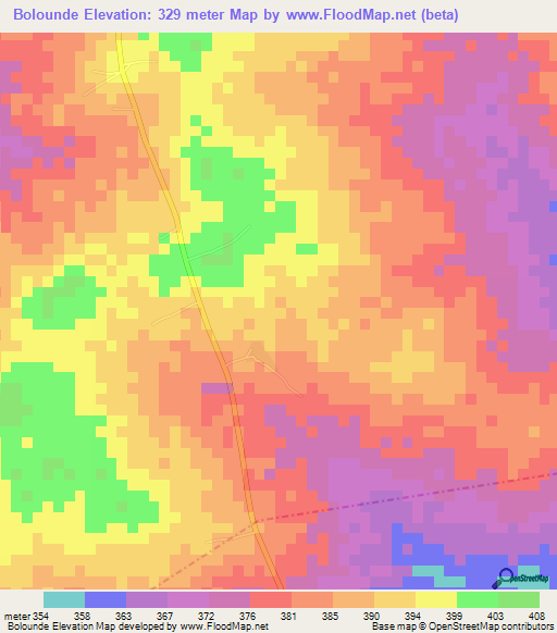 Bolounde,Benin Elevation Map