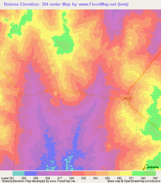 Bobena,Benin Elevation Map