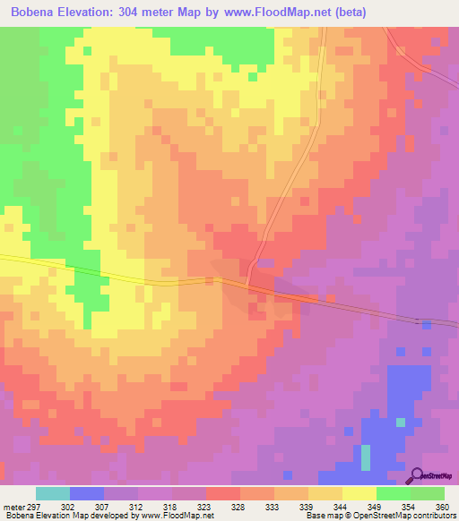 Bobena,Benin Elevation Map