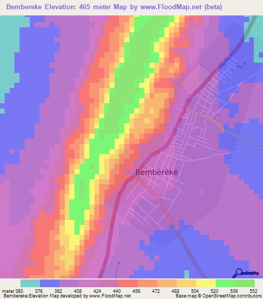 Bembereke,Benin Elevation Map