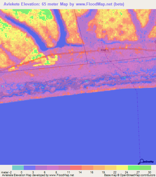 Avlekete,Benin Elevation Map