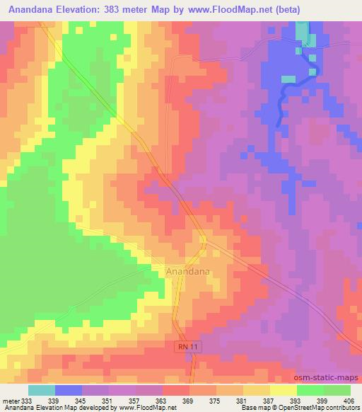 Anandana,Benin Elevation Map