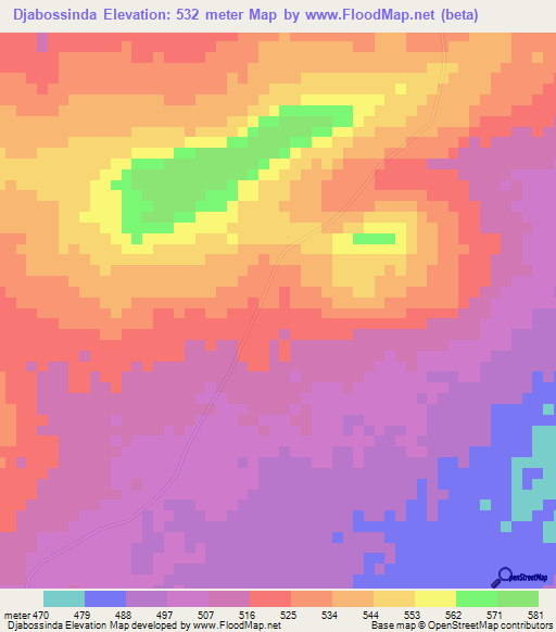 Djabossinda,Central African Republic Elevation Map
