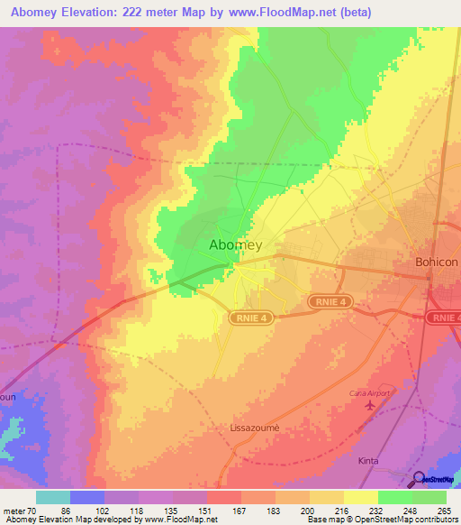 Abomey,Benin Elevation Map