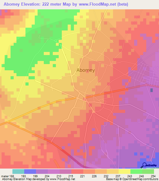 Abomey,Benin Elevation Map