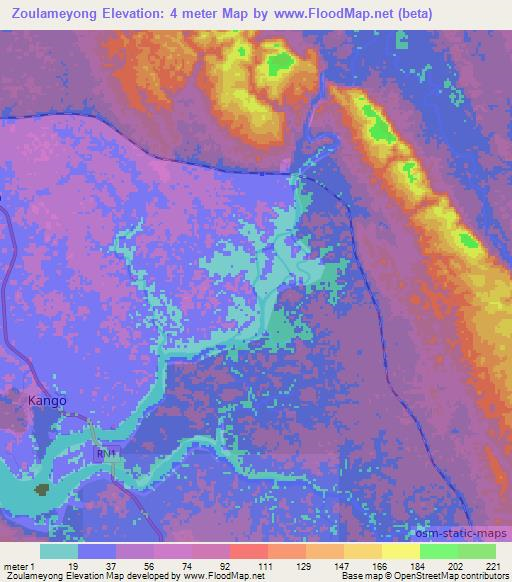 Zoulameyong,Gabon Elevation Map