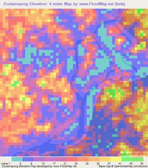 Zoulameyong,Gabon Elevation Map