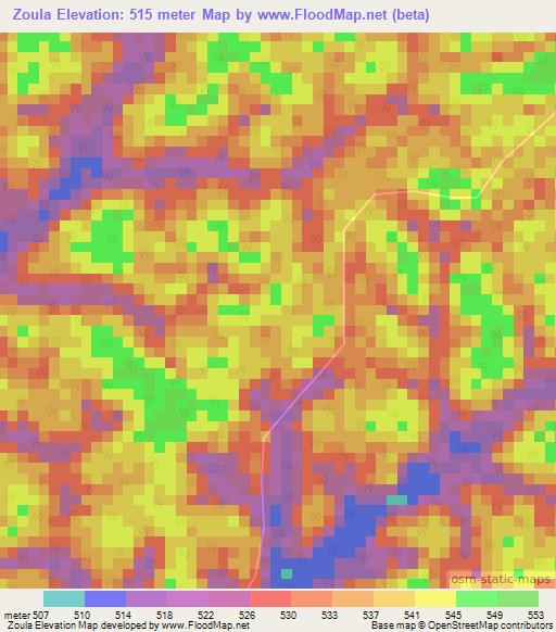 Zoula,Gabon Elevation Map