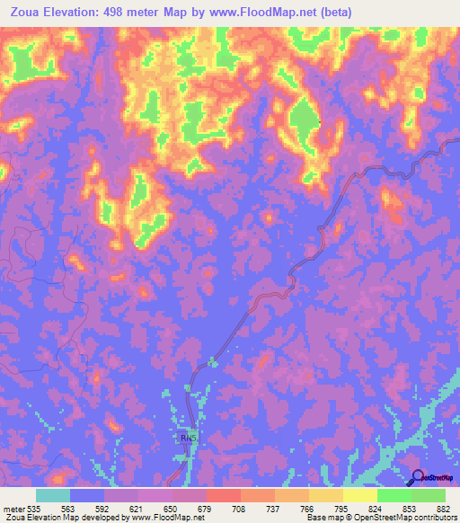 Zoua,Gabon Elevation Map