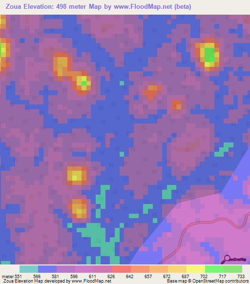 Zoua,Gabon Elevation Map