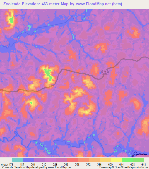 Zoolende,Gabon Elevation Map