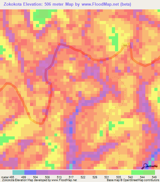 Zokokota,Gabon Elevation Map