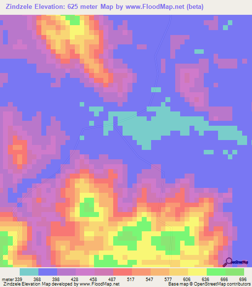 Zindzele,Gabon Elevation Map