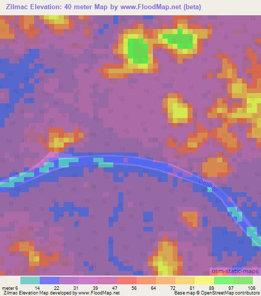 Zilmac,Gabon Elevation Map