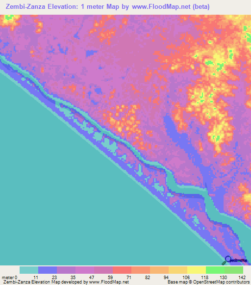 Zembi-Zanza,Gabon Elevation Map