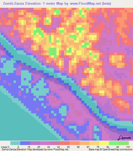 Zembi-Zanza,Gabon Elevation Map