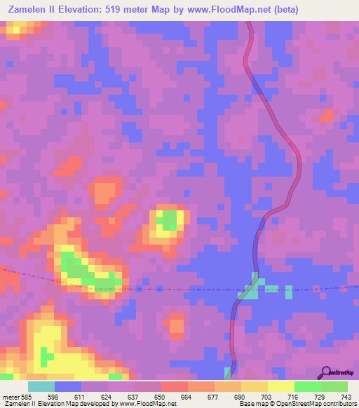Zamelen II,Gabon Elevation Map