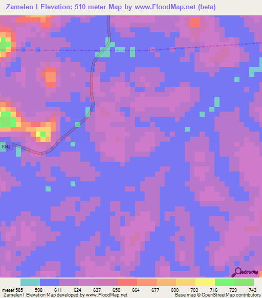 Zamelen I,Gabon Elevation Map