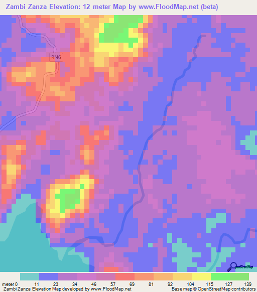 Zambi Zanza,Gabon Elevation Map