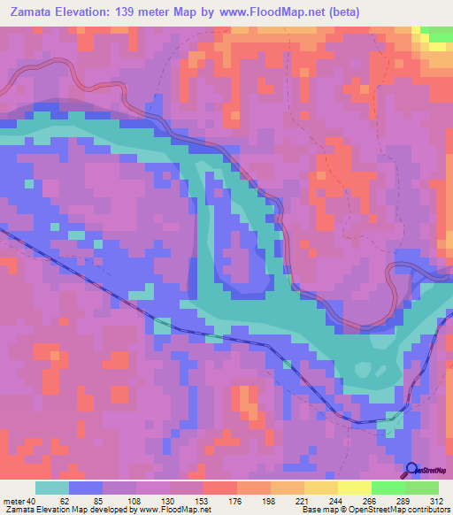 Zamata,Gabon Elevation Map