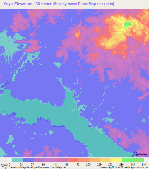Yoyo,Gabon Elevation Map
