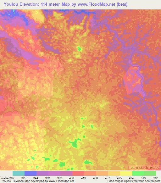 Youlou,Gabon Elevation Map