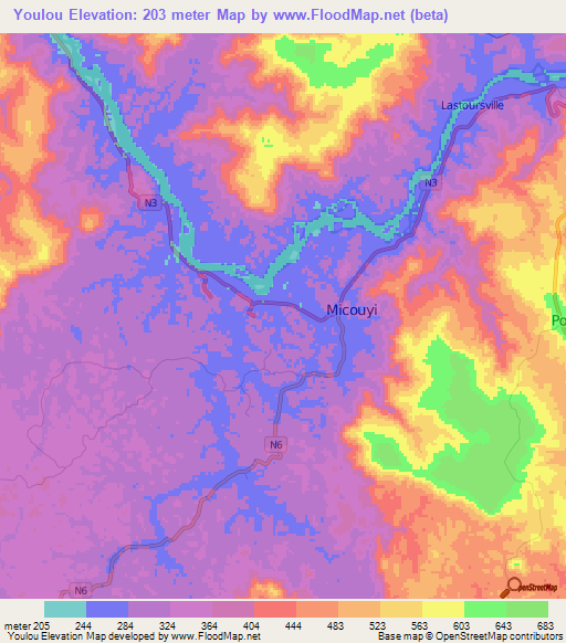 Youlou,Gabon Elevation Map