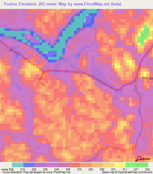 Youlou,Gabon Elevation Map