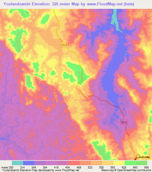 Youlandzambi,Gabon Elevation Map