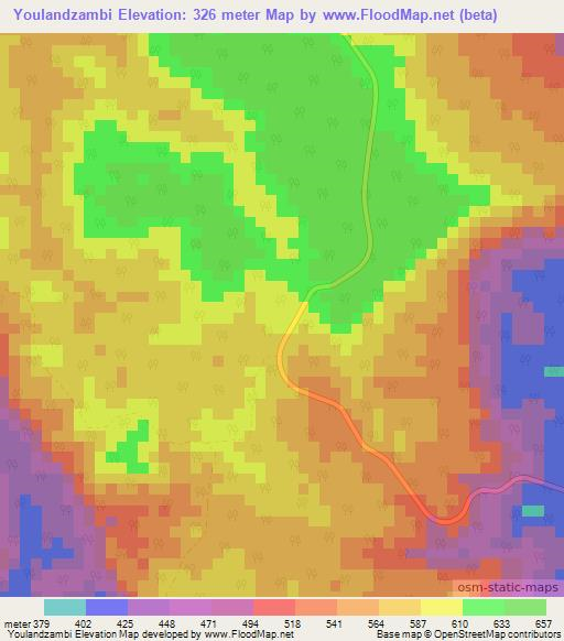 Youlandzambi,Gabon Elevation Map