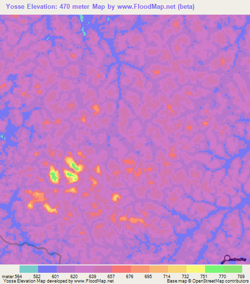 Yosse,Gabon Elevation Map