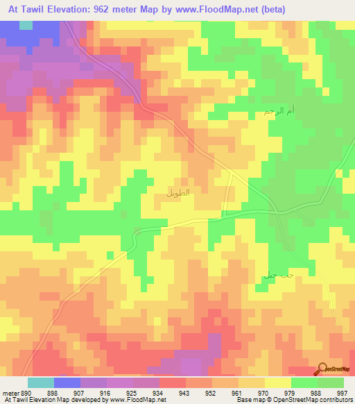 At Tawil,Syria Elevation Map