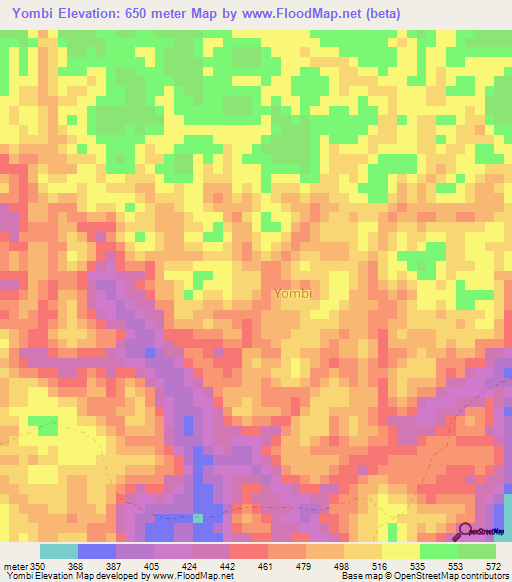Yombi,Gabon Elevation Map