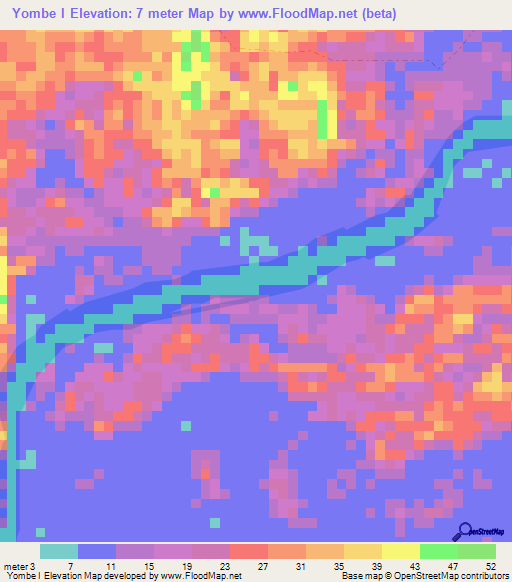 Yombe I,Gabon Elevation Map