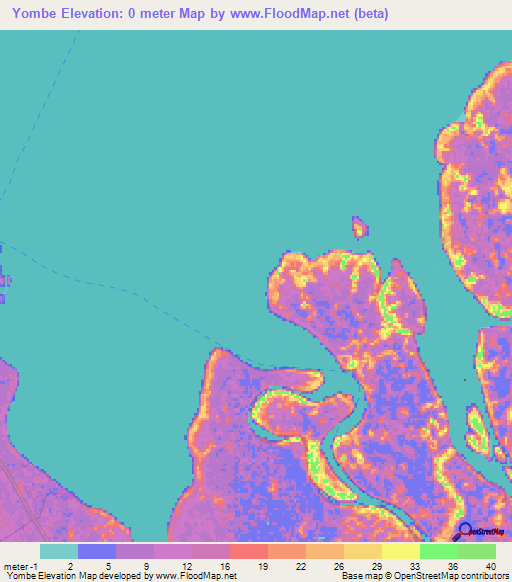 Yombe,Gabon Elevation Map