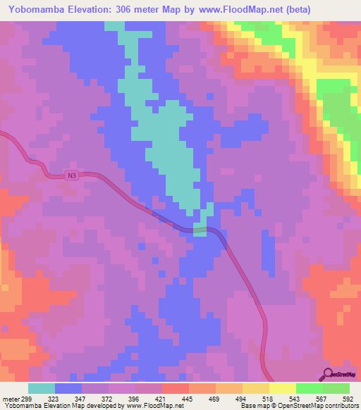 Yobomamba,Gabon Elevation Map