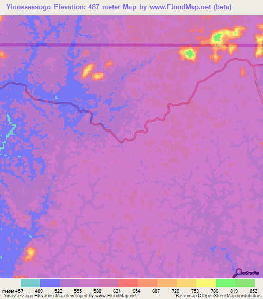 Yinassessogo,Gabon Elevation Map