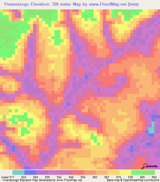 Yinanessogo,Gabon Elevation Map