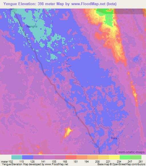 Yengue,Gabon Elevation Map