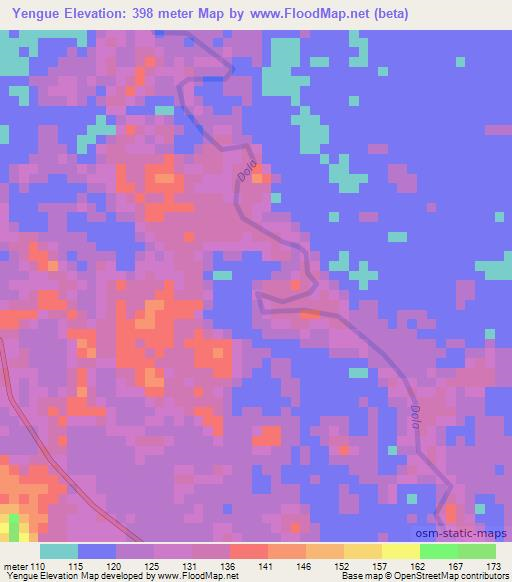 Yengue,Gabon Elevation Map