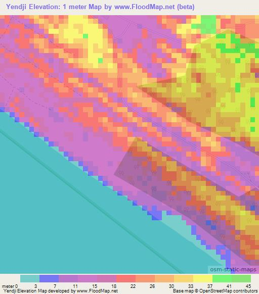 Yendji,Gabon Elevation Map