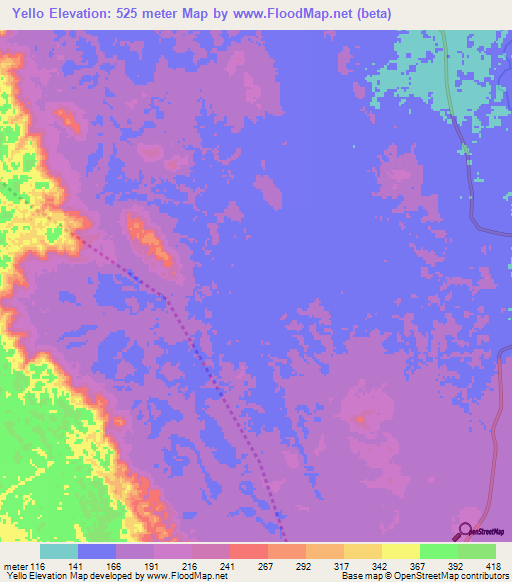 Yello,Gabon Elevation Map