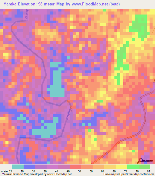Yaraka,Gabon Elevation Map