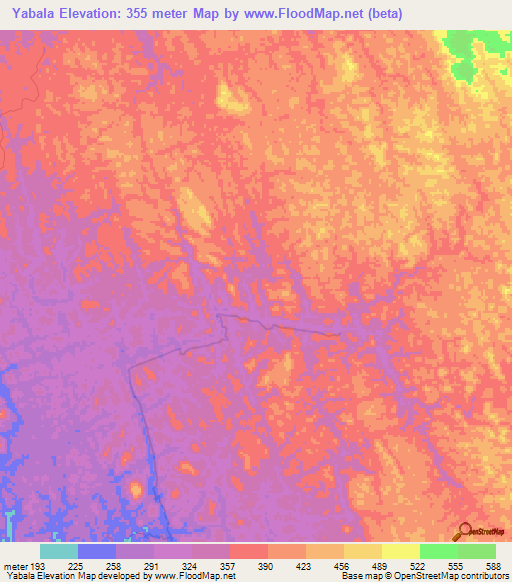 Yabala,Gabon Elevation Map
