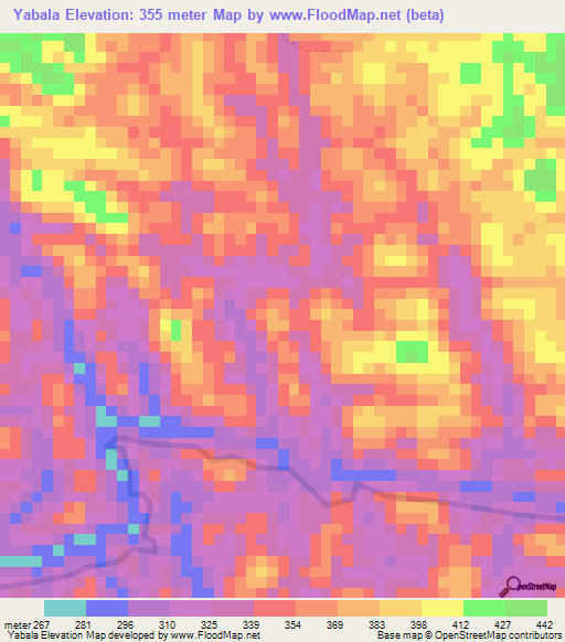 Yabala,Gabon Elevation Map